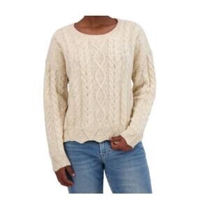 Lucky Brand Cream Cable Knit Scoop Neck Sweater
